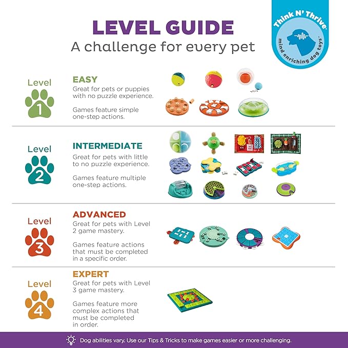 Outward Hound Nina Ottosson Paw N' Play Interactive Dog Treat Puzzle, Level 2 Intermediate Dog Enrichment Dog Toy, Blue, Small