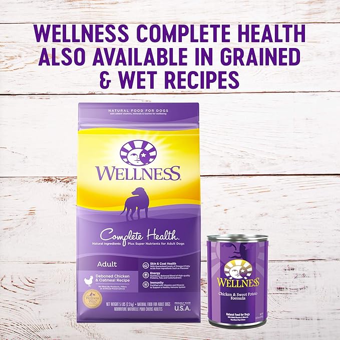 Wellness Complete Health Grain-Free Dry Dog Food, Natural Ingredients, Made in USA with Real Meat, For All Lifestages (Chicken, 12-Pound Bag)