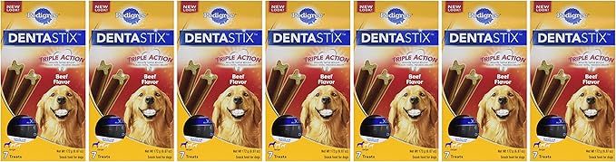 PEDIGREE DENTASTIX Large Dog Dental Treats Beef Flavor Dental Bones, 7 Count (Pack of 7)