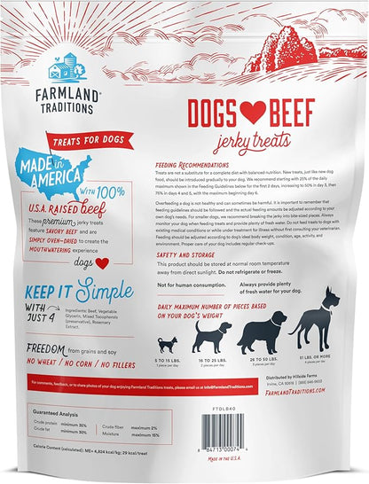 Farmland Traditions Filler Free Dogs Love Beef Premium Jerky Treats for Dogs (40 oz)