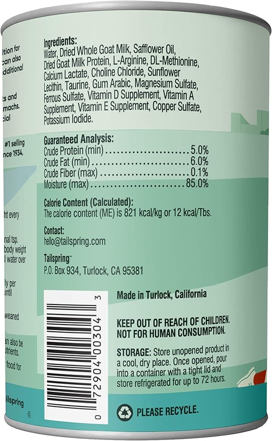 Milk Replacer for Puppies, Liquid Ready-to-Feed, Made with Whole Goat Milk (12 Fl Oz (Pack of 1)