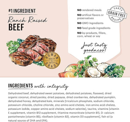 The Honest Kitchen Human Grade Dehydrated Grain Free Dog Food – Complete Meal or Dog Food Topper – Beef 10 lb (makes 40 lbs)