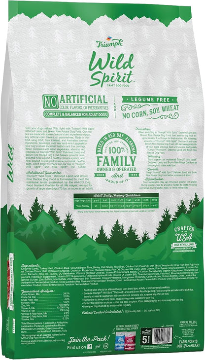 Triumph Wild Spirit Lamb & Brown Rice Recipe Dry Dog Food, 15 LB
