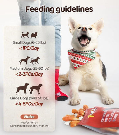 16OZ Dog Chewy Treats, Chicken with Calcium Bone Teeth Clean Training Snacks,Chewy Snacks Dog Treats for Small Medium Large Dogs