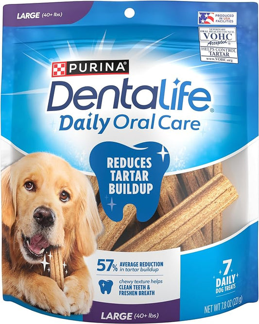 Purina Dentalife Daily Oral Care Chicken Flavor Large Breed Dog Dental Chews - 7 ct. Pouch