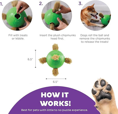Outward Hound Nina Ottosson Dog Snuffle N' Treat Ball Interactive Treat Ball Dog Puzzle Dog Enrichment Dog Toy, Level 2 Intermediate, Green, Large