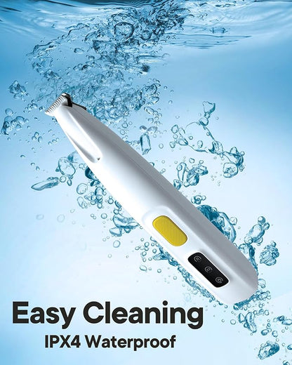 Upgraded Dog Paw Trimmer with LED Light, 18mm Widen Blade, 35dB Low Noise, LED Display, Fully Waterproof, Rechargeable Clipper for Dogs Cats Trimming Paws, Eyes, Ears, Face, and Rump