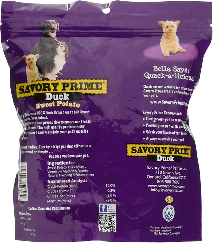 Savory Prime Natural Jerky Treats Sweet Potato & Duck, 1ea/16 oz