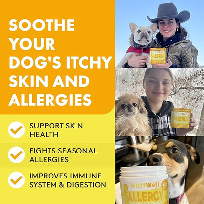 Pet Allergy Chews for Itchy Dog Relief - Allergy and Immune Chews for Dogs - Allergy Chews for Dogs Itching and Linking - Dog Itchy Skin Relief with Colostrum & Apple Cider Vinegar - 140 Ct