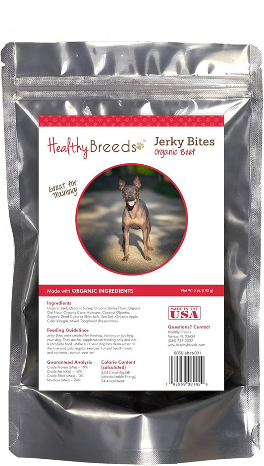 Healthy Breeds American Hairless Terrier Jerky Bites Beef Recipe Dog Treats 5 oz