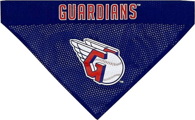 Pets First MLB Cleveland Guardians Reversible Bandana Large/X-Large for Dogs & Cats. 2 Sided Sports Bandana,Premium Embroidery Team Logo-2 Sizes & All MLB Teams Available,Team Color,CLG-3217-L-XL