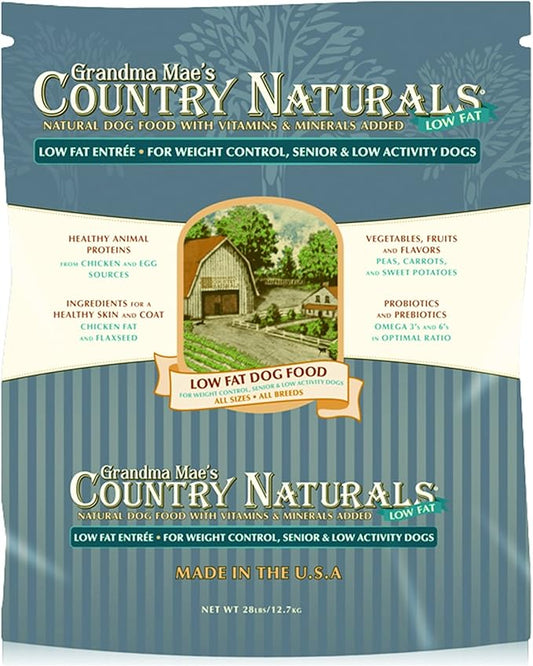 Grandma Mae's Country Naturals Grain Inclusive Dry Dog Food 26 LB Low Fat Chicken & Brown Rice