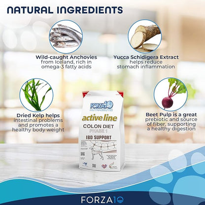 Forza10 Active Colon Support Diet Phase 1 Hydrolyzed Dog Food, Dry Dog Food Helps Dogs with Diarrhea, Colitis and Constipation, Wild Caught Anchovy Protein Flavor, 8 Pound Bag