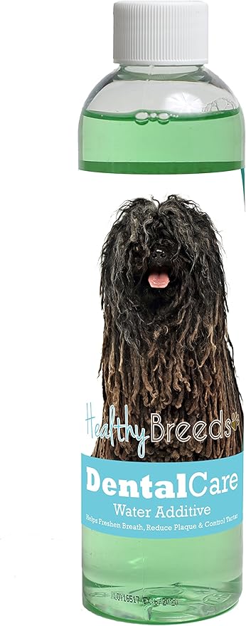 Healthy Breeds Dog Dental Care Water Additive for Pulik - Helps Freshen Breath, Reduce Plaque & Control Tartar - Mint Flavor - 8 oz