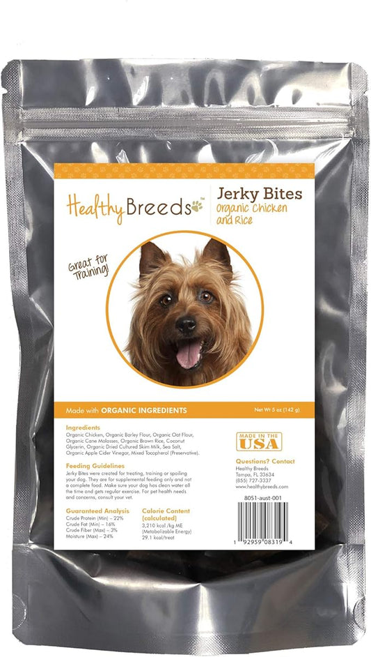 Healthy Breeds Australian Terrier Jerky Bites Chicken & Rice Recipe Dog Treats 5 oz