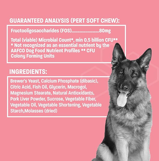 Dog Probiotic Chews for Dogs - Support Healthy Digestion Dog Probiotics and Digestive Enzymes for Gut Health for Dogs - for Traveling, Kenneling and Training - Large/Giant Dog - 30 ct