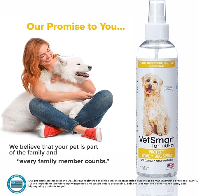 Protect Home + Dog Spray; Eliminate Scratching, Itching, and Hot Spots and Keep Your Home Safe and Smelling Great; Plant-Based All-Natural Formula - Made in USA
