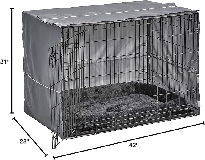 MidWest Homes for Pets Double Door Dog Crate Kit Includes One Two-Door Crate, Matching Gray Bed & Gray Crate Cover, 42-Inch Kit Ideal for Large Dog Breeds