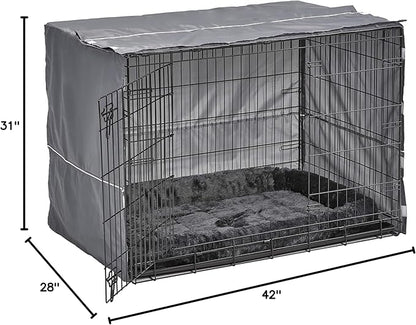 MidWest Homes for Pets Double Door Dog Crate Kit Includes One Two-Door Crate, Matching Gray Bed & Gray Crate Cover, 42-Inch Kit Ideal for Large Dog Breeds