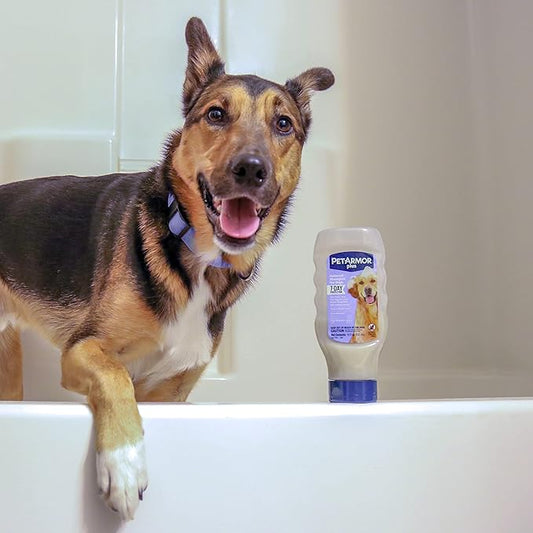 PetArmor Plus Flea and Tick Shampoo for Dogs, Oatmeal Flea Shampoo Kills Fleas, Ticks, and More, Tropical Breeze Scent, 18oz