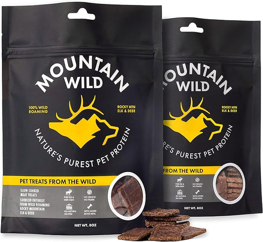 Venison Jerky Dog Treats, Grain Free, All Natural, No Fillers, No Artificial Preservatives - Nature's Purest Dog Treats - 8 oz Bag (2 Pack)