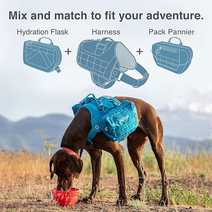 Kurgo Backpack Dog Harness Pack Add-Ons, Tactical Molle Pouch for Harnesses, Detachable Service Dog Pouches, RSG Pack Pannier (Coastal Blue)