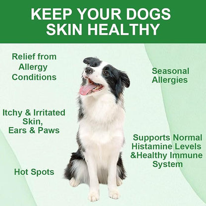 Allergy Relief Chews: Soothe Itchy Dogs with Immunity Support – Dog Allergy Chews, Probiotics for Dogs, Seasonal Allergies, Skin and Coat Supplement - 60 Tasty Bites, Brown