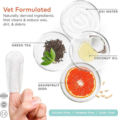 Dental Finger Wipes for Dogs - 100 Wipes - Dog Dental Teeth Cleaning Wipes for Dogs - Pre-Soaked Oral Cleaning Pads- Reduces Plaque, Tartar & Dog Breath Freshener