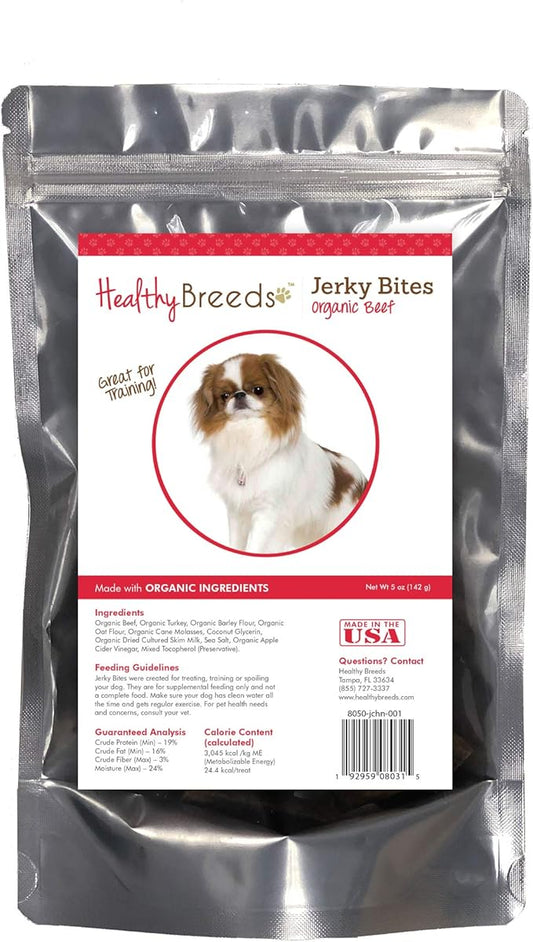 Healthy Breeds Japanese Chin Jerky Bites Beef Recipe Dog Treats 5 oz