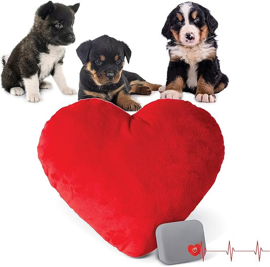 K&H Pet Products Mother's Heartbeat Calming Dog Toy Heart Pillow Red Large Breed Heartbeat 10 Inch