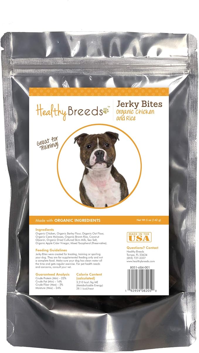 Healthy Breeds Staffordshire Bull Terrier Jerky Bites Chicken & Rice Recipe Dog Treats 5 oz