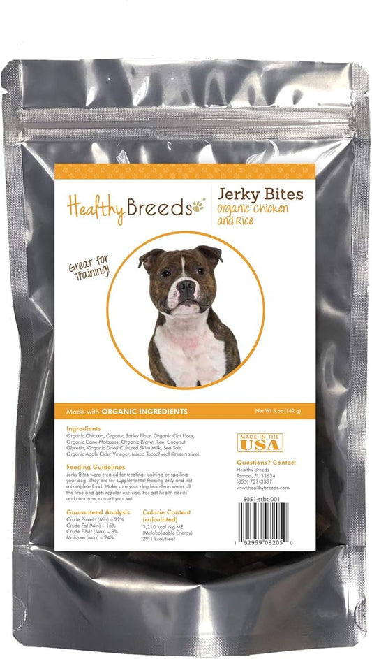 Healthy Breeds Staffordshire Bull Terrier Jerky Bites Chicken & Rice Recipe Dog Treats 5 oz