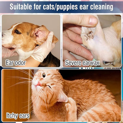 Cotton Swab for Pets, 110 pcs Dog Ear Cleaner Buds, Safety Dog Ear Infection Treatment, Specially Designed Cotton Sticks for Puppy and Kitten Ear Care