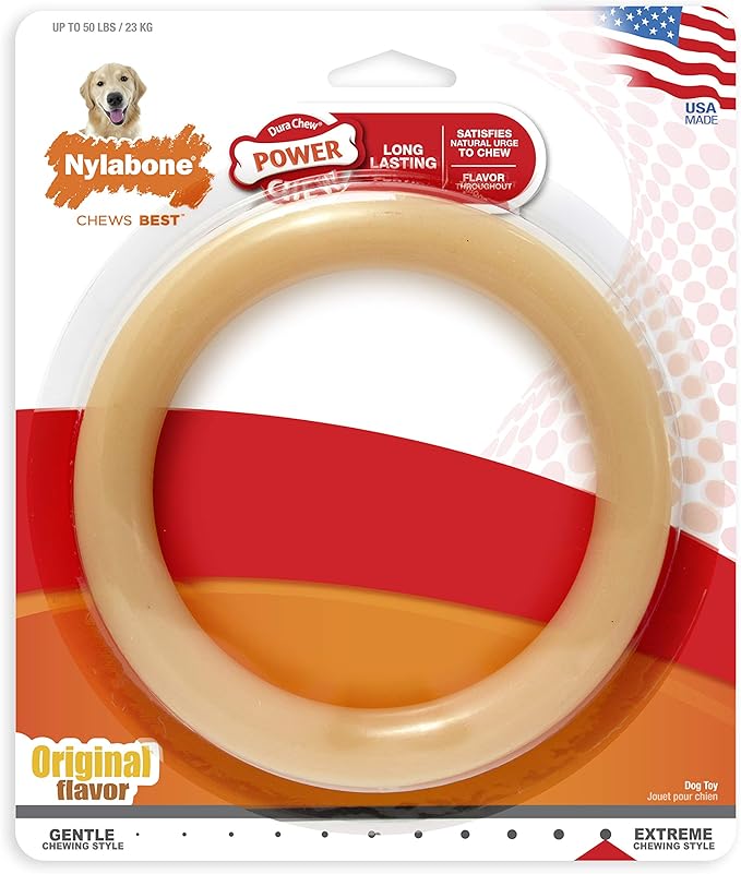 Nylabone Power Chew Ring Power Chew Dog Toy, Dog Toys for Aggressive Chewers, Large - Up to 50 lbs. (1 Count)