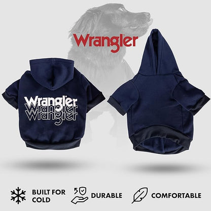 Wrangler Dog Hoodie – Fleece Dog Sweater with Leash Hole, Cold Winter Dog Sweatshirt for Small Medium & Large Size Dogs, Premium Dog Clothes, Fall Dog Sweaters Pullover Hoodie, Cozy Warm Dog Outfit