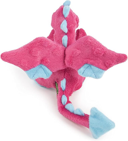 goDog Bubble Plush Dragons Squeaky Dog Toy, Chew Guard Technology - Pink, Small