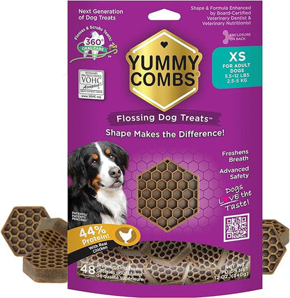 Dog Dental Treats | Vet VOHC Approved | Delicious Protein Treat | Dental Care & Cleaning Comb Shape | Yummy Dog Treats | Dental Dog Treats for Extra Small Dogs (12oz, 48 Count)