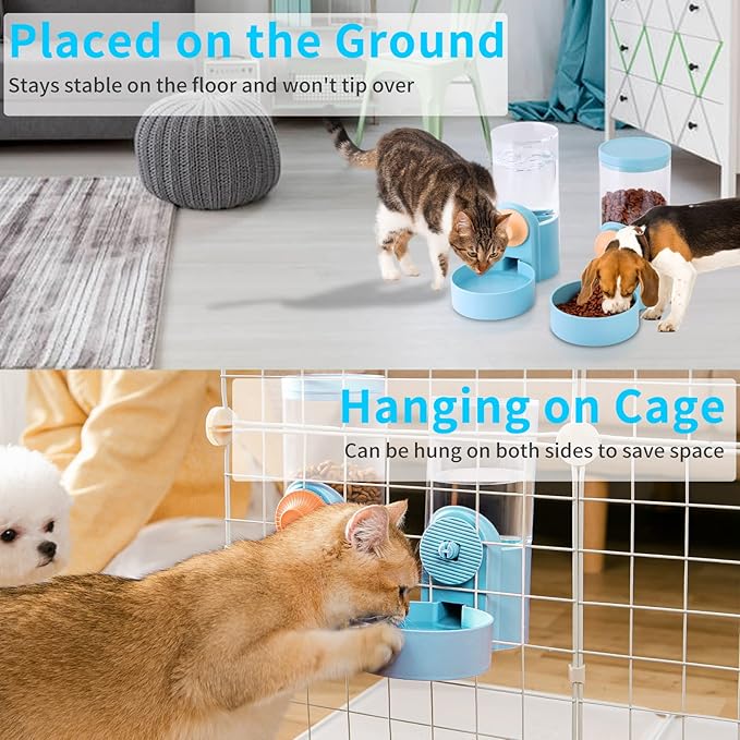 40oz Hanging Automatic Pet Food Water Dispenser, Cat Feeder and Water Dispenser, Cage Cat Food Bowl,Automatic Water Dispenser for Dogs Puppy Kitten Rabbit Chinchilla Hedgehog Ferret