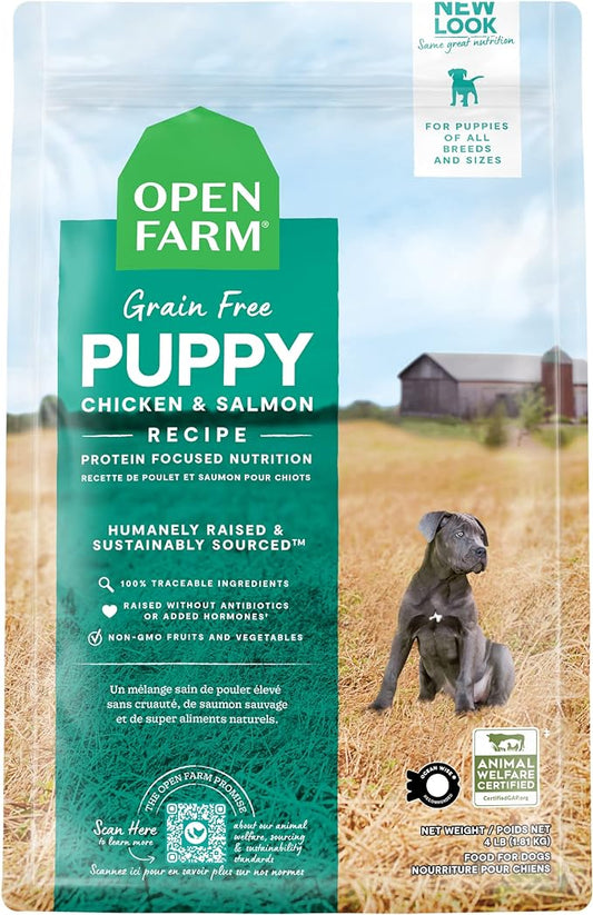 Open Farm Puppy Grain-Free Dry Dog Food, 100% Humanely Raised Meat Recipe for Puppies with Non-GMO Superfoods and No Artificial Flavors or Preservatives, 4 lbs