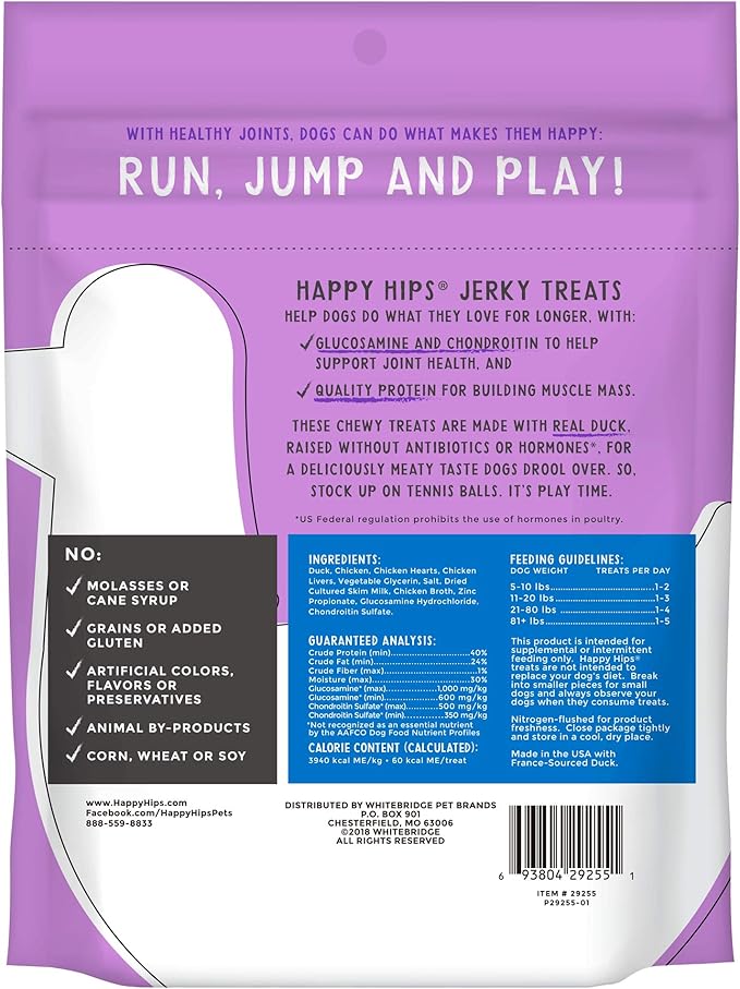 Jerky Dog Treats, Duck, 10 oz. Pouch