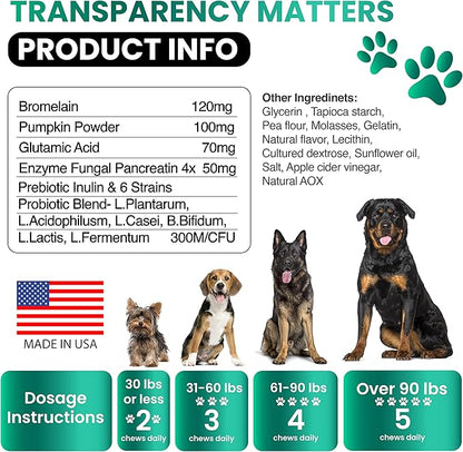 No Poo Chews For Dogs - 170 Chews - Coprophagia Stool Eating Deterrent for Dogs - Prevent Dog from Eating Poop - Stop Eating Poop for Dogs Supplement - Forbid for Dogs - Probiotics & Digestive Enzymes