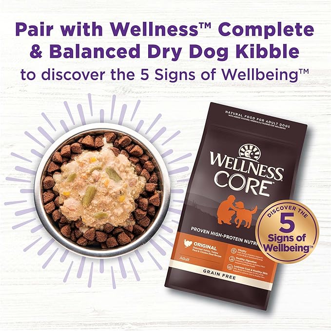 Wellness Bowl Boosters Hearty Toppers, Turkey & Sweet Potatoes Recipe in Savory Bone Broth Dog Food Toppers, 5.5 Ounce Pouch (Pack of 12)