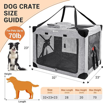 MIU COLOR Collaspsible Quick Set-up Dog Crate-32inch Portable Travel for Medium Dog,3-Door & Durable Mesh Windows and Soft mat,Indoor & Outdoor,Travel…