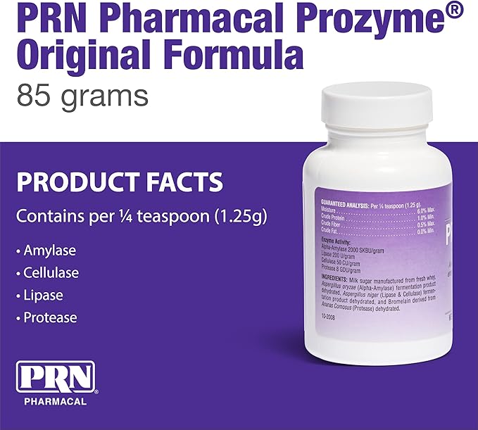 PRN Pharmacal ProZyme Original Formula Enzyme Replacement Supplement - Reinforces Animal's Digestive System, Supports Dog & Cat Food Breakdown - Promotes Pet's Digestive Health - 85 g, 3 Oz Bottle