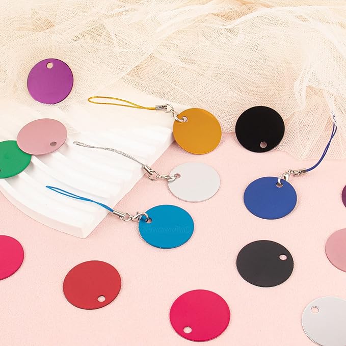 Framendino, 30 Pack Round Blank Pet ID Tags Double Side Phone Number Tag with Holes for Dogs Cats Pets