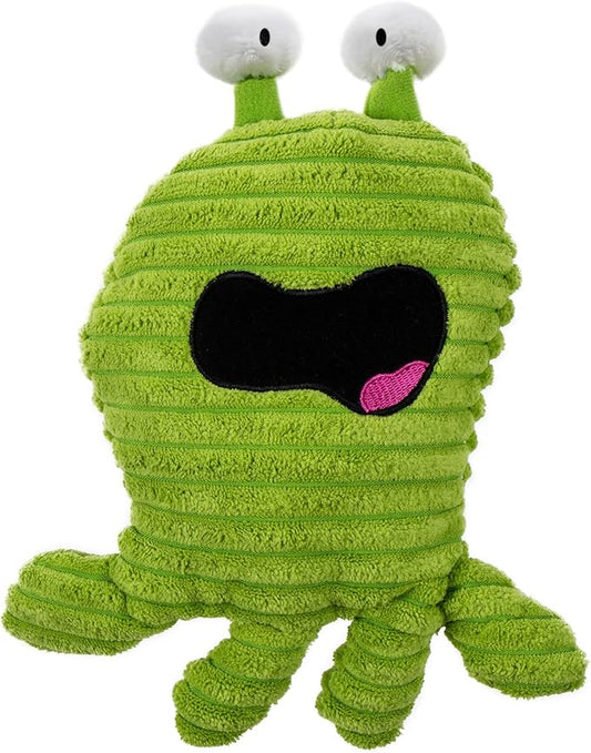 goDog PlayClean Germs Squeaky Plush Dog Toy with Odor-Eliminating Essential Oils, Chew Guard Technology - Green, Small