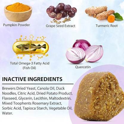 Dog Allergy Relief Chews, Itch Relief for Dogs, Allergy Relief Dog Treats w/Omega 3 + Pumpkin + Enzymes, Anti Itch Support & Hot Spots, Skin & Coat Immune Health Supplement for Dogs