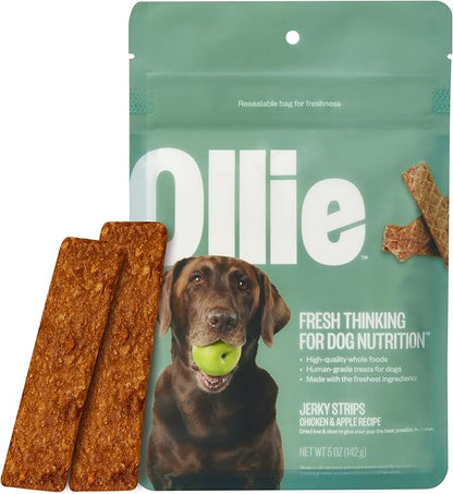 Ollie Chicken and Apple Recipe Jerky Dog Treats - Dog Jerky Treats All Natural - Healthy Dog Treats - Chicken Jerky for Dogs - Real Meat Dog Treats 5 Oz.