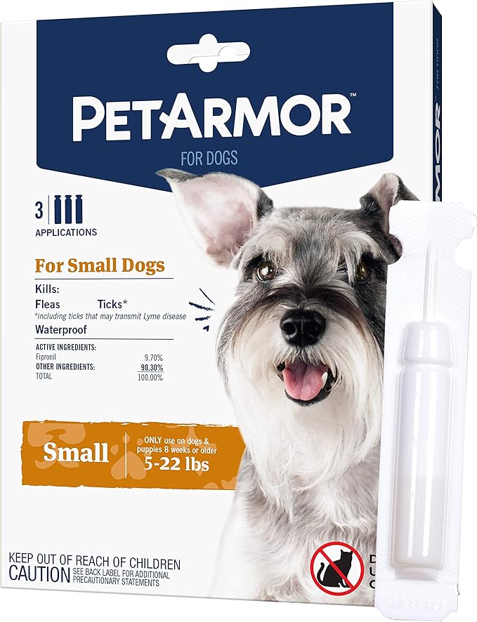 PetArmor for Dogs, Flea and Tick Treatment for Small Dogs (5-22 Pounds), Includes 3 Month Supply of Topical Flea Treatments