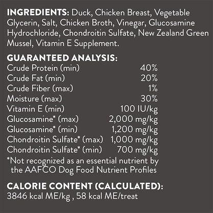 DOGSWELL Jerky Hip and Joint Dog Treats Grain Free Made in USA Only, Glucosamine and Chondroitin, 10 oz Duck (842194)